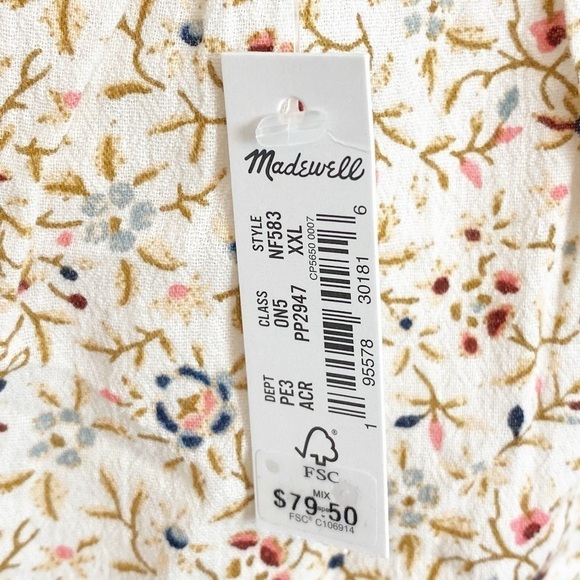 Madewell Crinkle Tie-Strap Ruffle-Hem Cover-Up Dress in Florentine Floral NF583 - Picture 8 of 8